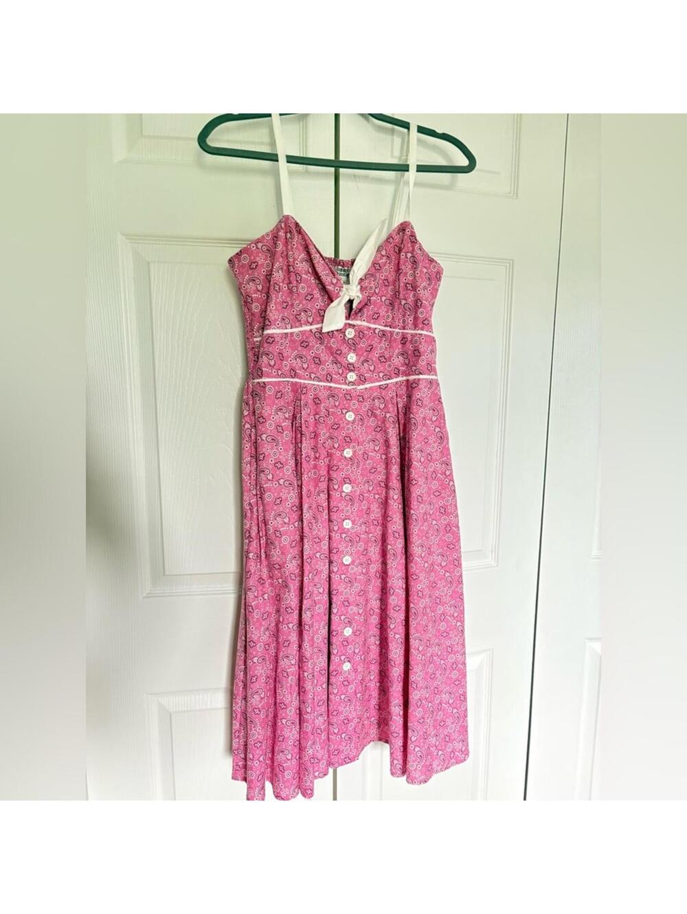 Unique Vintage Pink Smocked Floral Dress